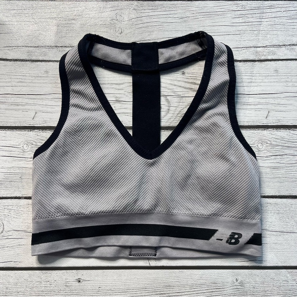 New Balance Gray and Black Racerback Sports Bra